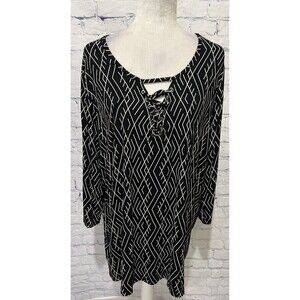 Prescott New York black and white top blouse plus size soft stretchy size 4X